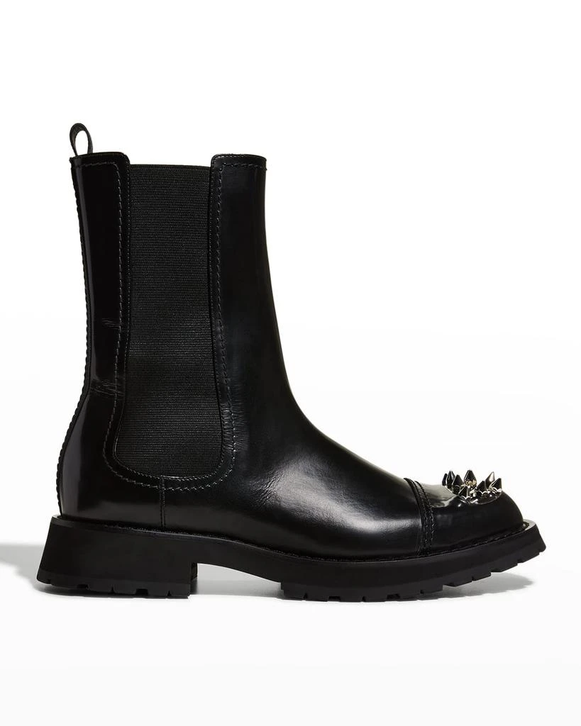 商品Alexander McQueen|Men's Spike-Toe Leather Combat Boots,价格¥3110,第1张图片