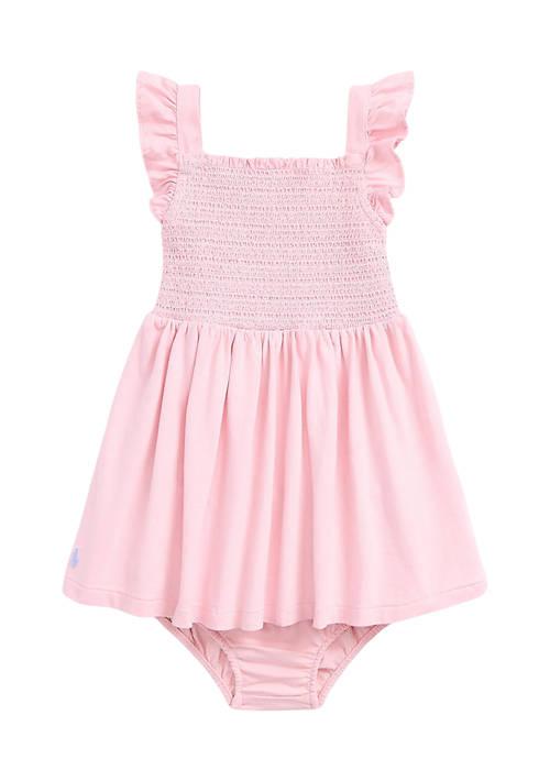 Ralph Lauren Childrenswear | Lauren Childrenswear Baby Girls Smocked Cotton Jersey Dress Bloomer 192.30元 商品图片