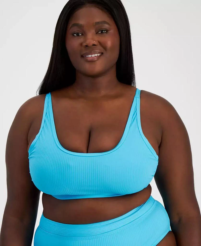 商品California Waves|Salt + Cove Trendy Plus Size Ribbed Bralette Bikini Top, Created for Macy's,价格¥55,第1张图片