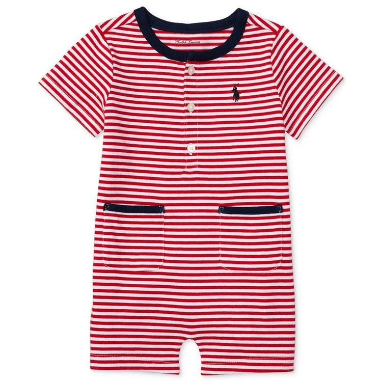 商品Ralph Lauren|Striped Cotton Jersey Shortall, Baby Boys (0-24 months),价格¥133,第1张图片