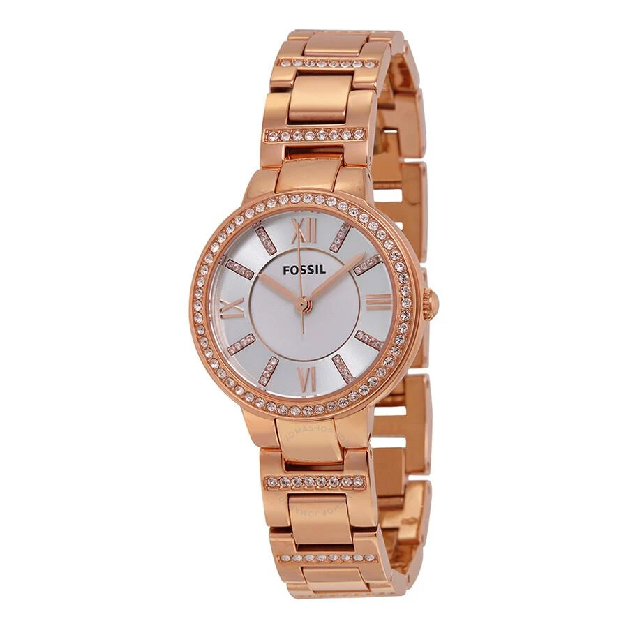 商品Fossil|Fossil Virginia Silver Dial Rose Gold-tone Ladies Watch ES3284,价格¥633,第1张图片