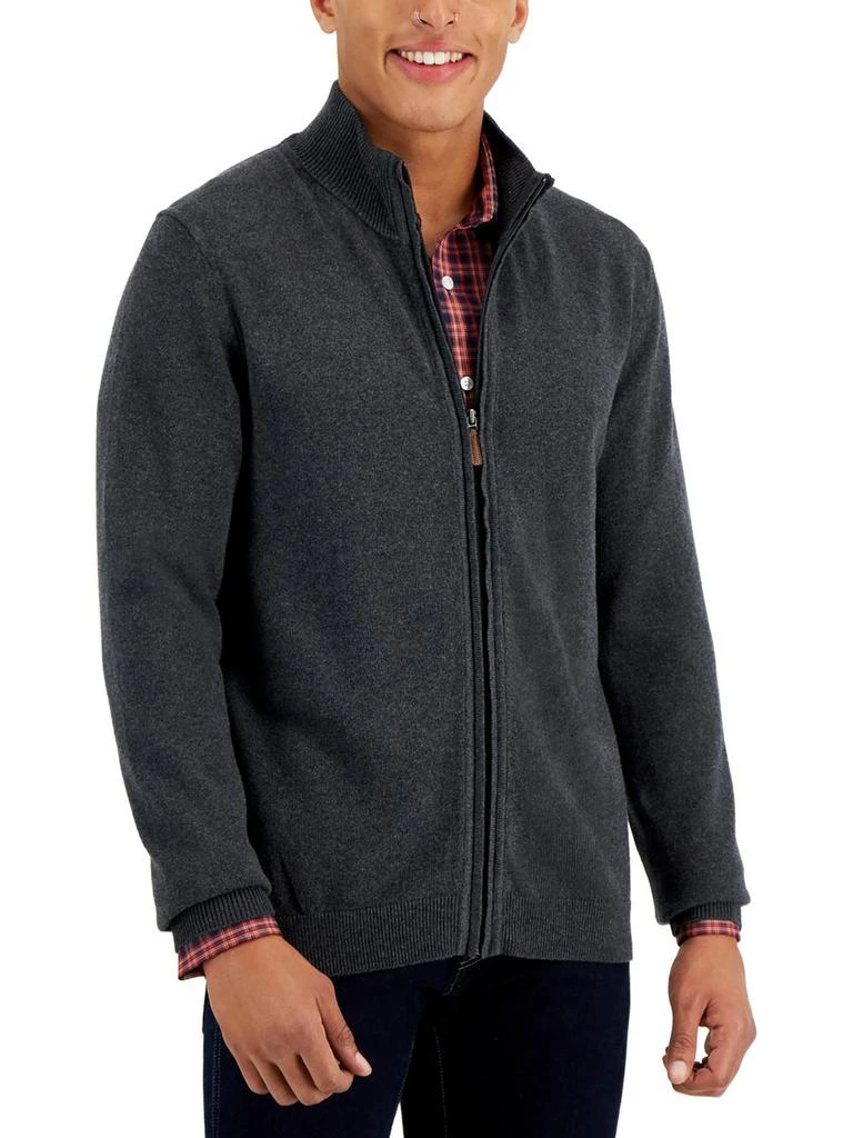 Mens Mock Neck Heathered Full Zip Sweater 商品