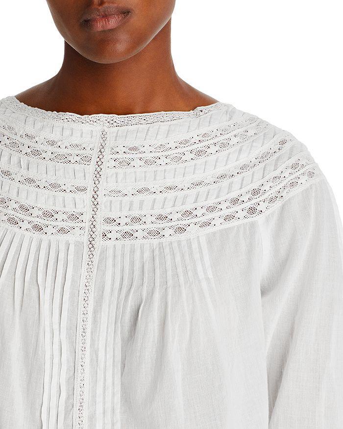 商品Rebecca Taylor|Cotton Lace & Pintuck Pleated Top,价格¥1367,第5张图片详细描述
