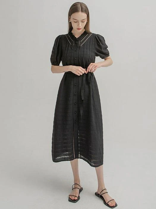 商品NAIN|V-neck Lace Peasant Slip Set Dress,价格¥944,第3张图片详细描述