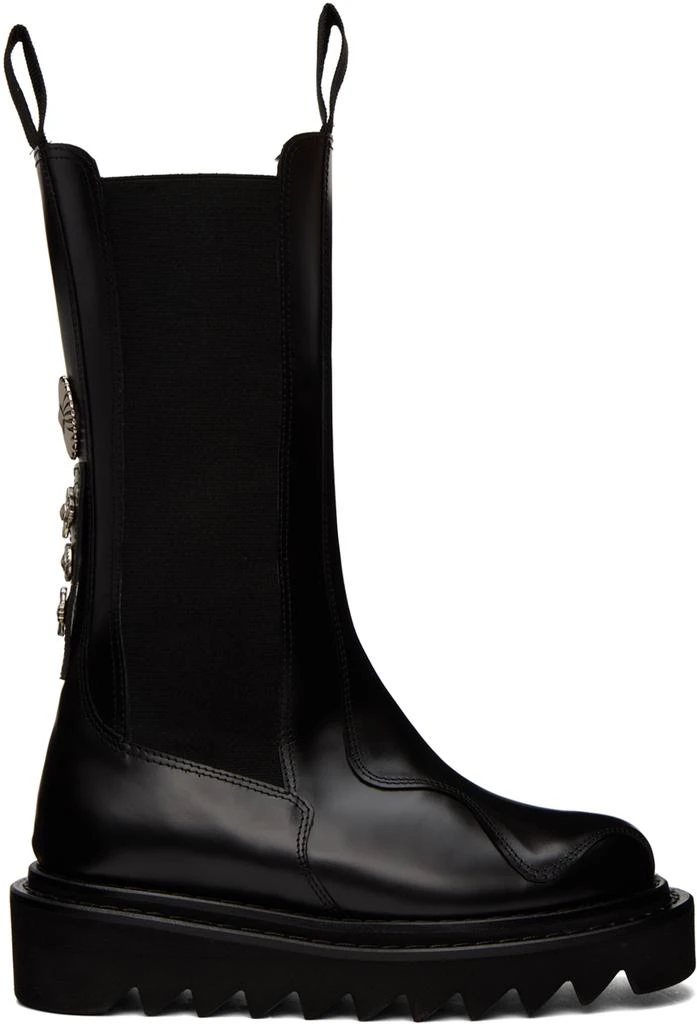 商品Toga Pulla|SSENSE Exclusive Black Leather Mid-Calf Chelsea Boots,价格¥2405,第1张图片