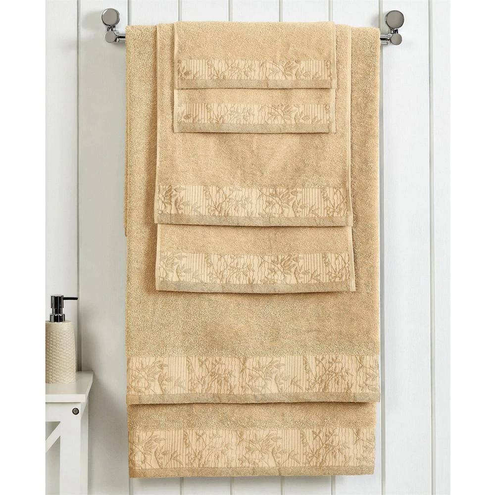 商品Superior|Wisteria Floral Embroidered Jacquard Border Cotton Towel Set, 6 Piece,价格¥531,第2张图片详细描述