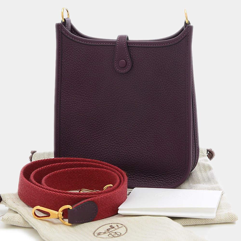 Hermes Evelyn TPM Shoulder Bag Amazon Taurillon Cassis Gold Hardware U Stamp商品第5张图片规格展示