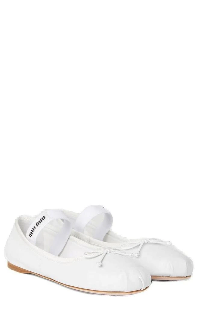 商品Miu Miu|Miu Miu Logo Band Bow-Detailed Ballerinas,价格¥4784,第3张图片详细描述