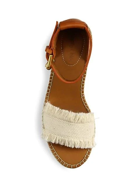 商品See by Chloé|Glyn Leather & Canvas Platform Espadrille Wedge Sandals,价格¥716,第5张图片详细描述