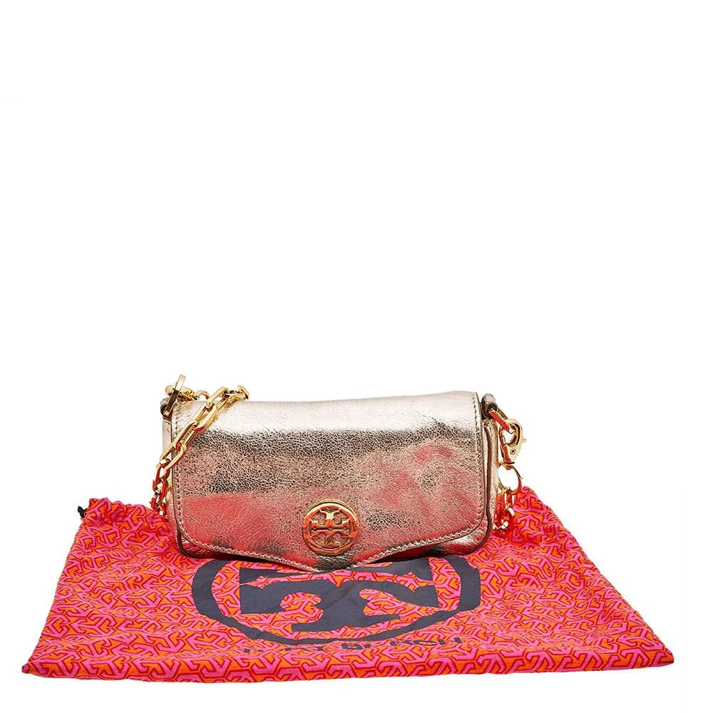 Tory Burch Gold Leather Flap Chain Shoulder Bag 商品