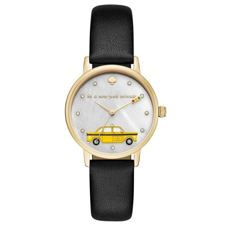 商品Kate Spade|Women's Metro Black Leather Strap Watch 34mm,价格¥1459,第1张图片