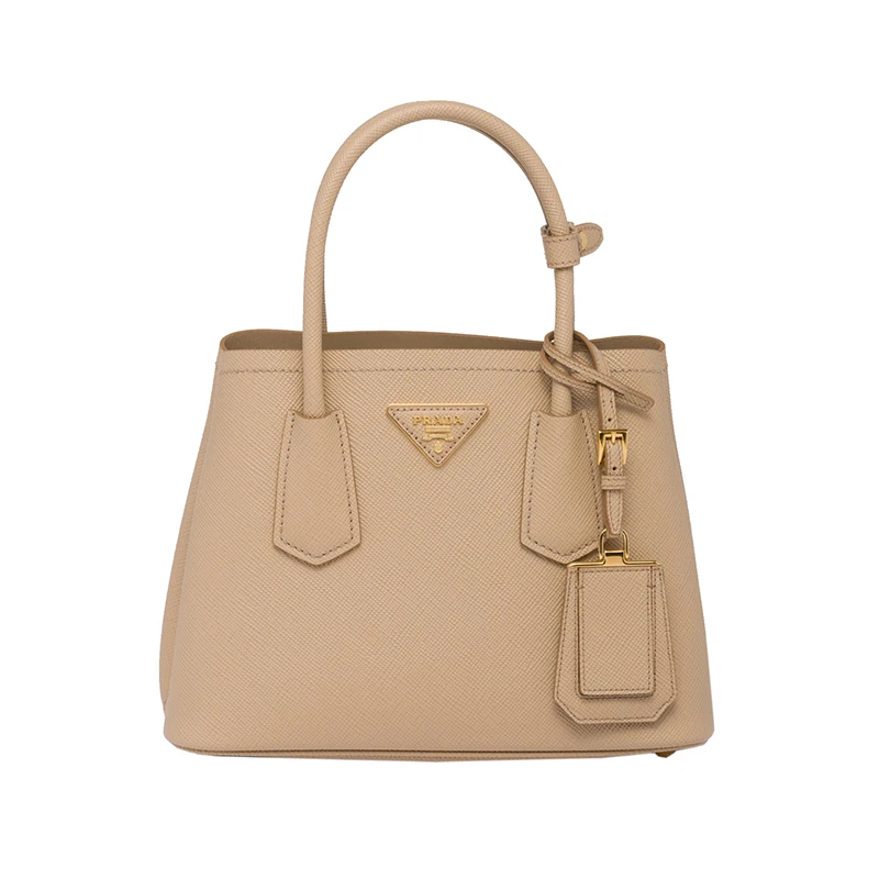 PRADA/普拉达 22新款 Prada Double系列 女士mini砂米色saffiano皮革金扣徽标单肩斜跨手提包1BG443_2A4A_F0036_V_XOO 商品
