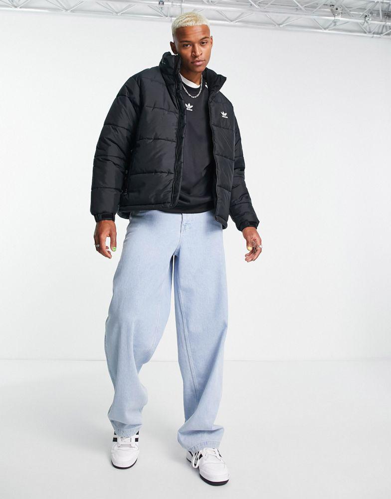 adidas Originals Trefoil Essentials hoodied puffer jacket in black商品第4张图片规格展示
