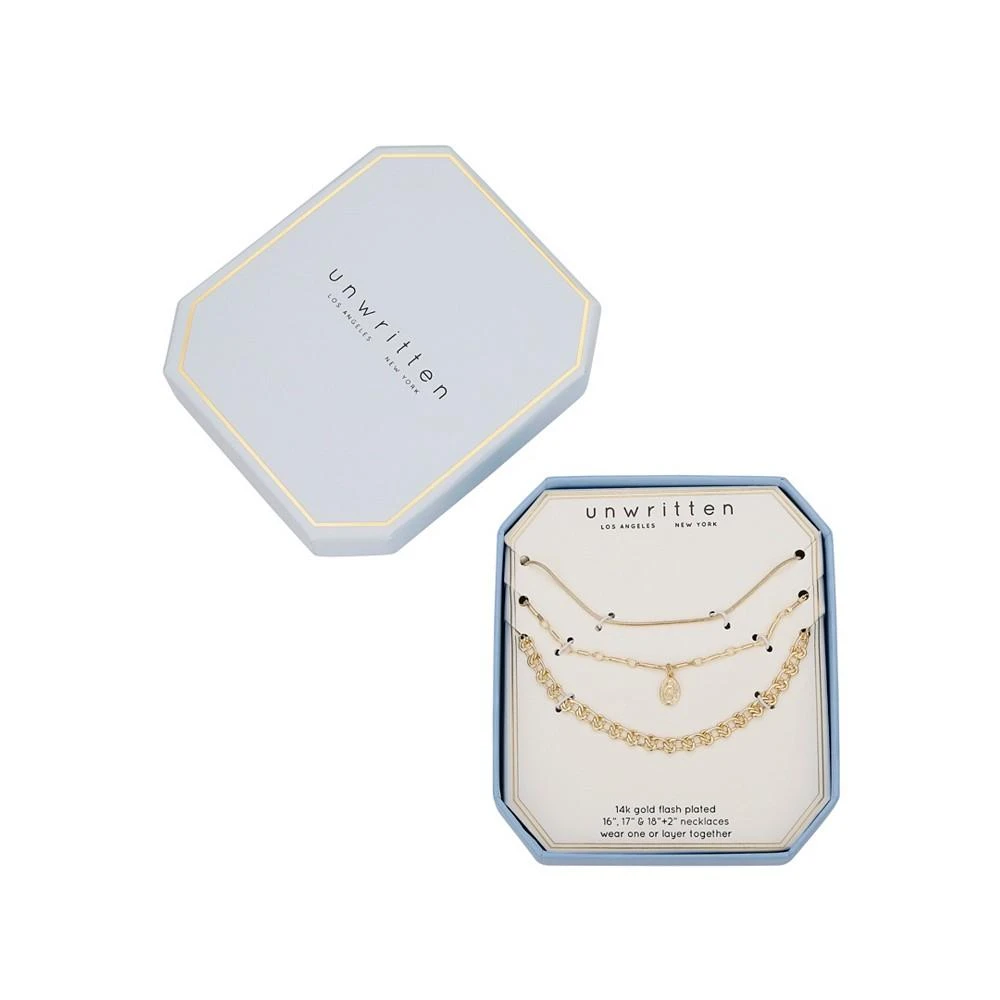 商品Unwritten|14K Gold Flash Plated Brass Virgin Mary Pendant on a Link Bar Chain, 3-Piece Necklace Set,价格¥263,第2张图片详细描述
