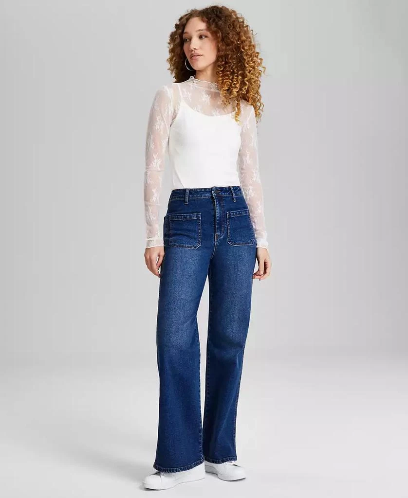 商品And Now This|Women's High-Rise Wide-Leg Patch-Pocket Jeans, Created for Macy's,价格¥112,第1张图片