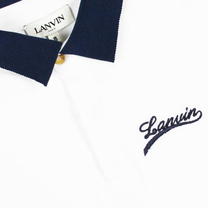 商品Lanvin|White Short Sleeve Polo Shirt,价格¥469,第4张图片详细描述