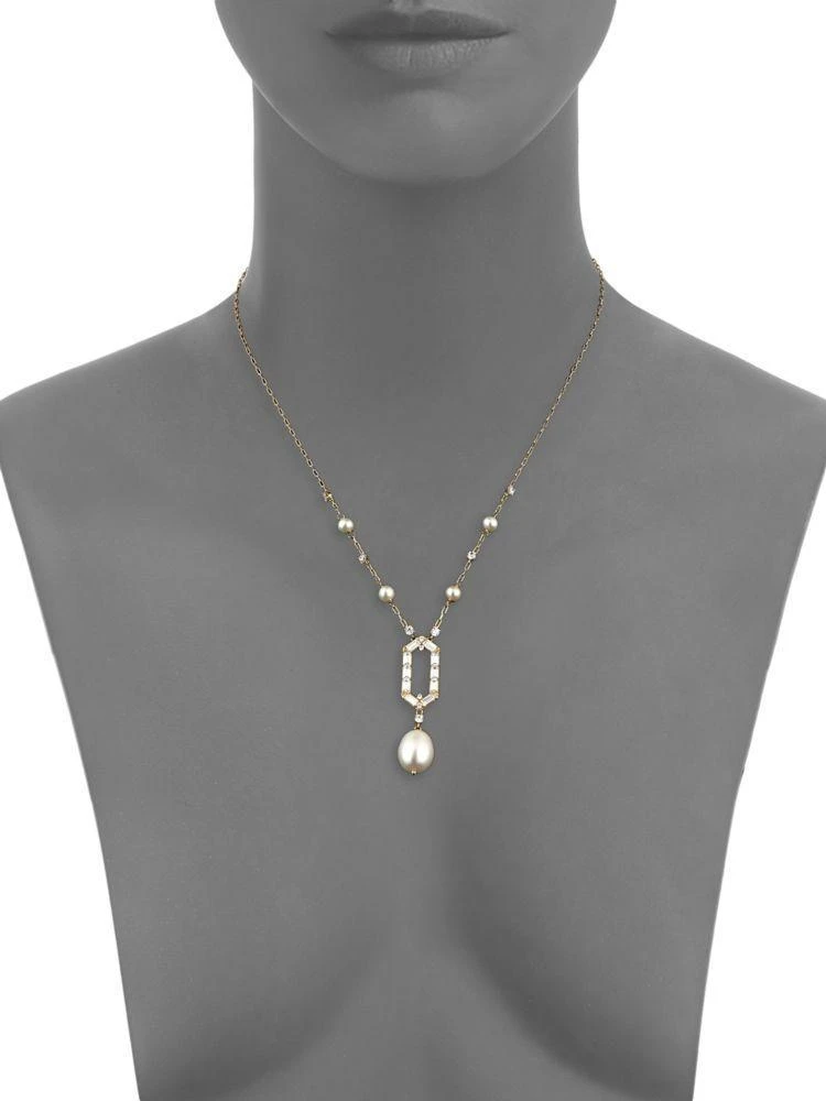 商品Nadri|Hexagon Goldtone, Faux Pearl &amp; Crystal Pendant Necklace,价格¥339,第3张图片详细描述