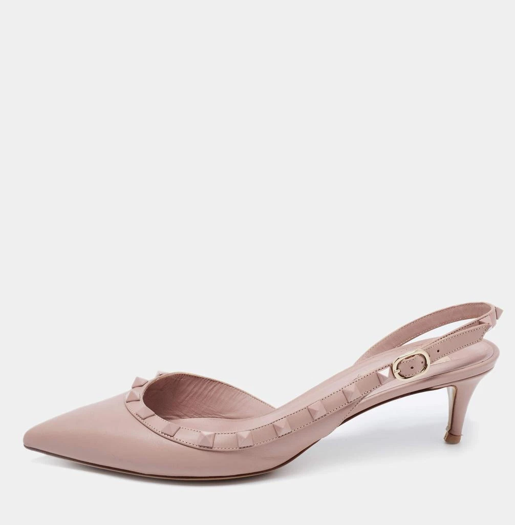 商品[二手商品] Valentino|Valentino Beige Leather Rockstud Slingback Pumps Size 40,价格¥3743,第1张图片