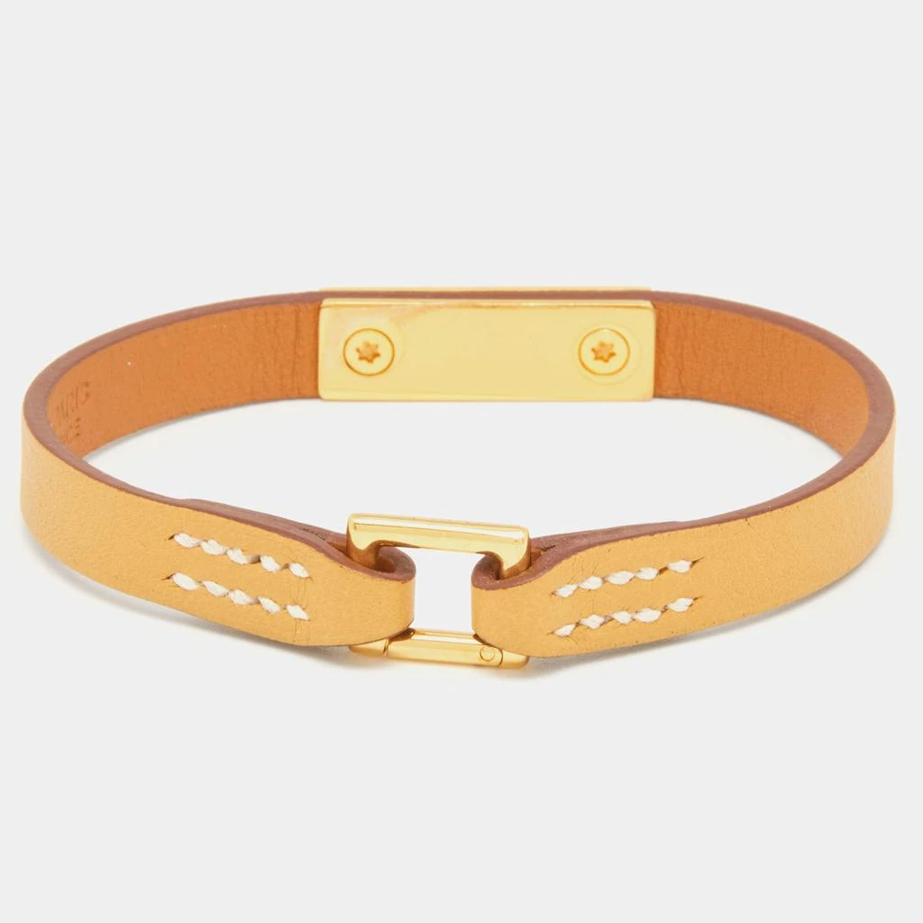 商品[二手商品] Hermes|Hermès Rivale Mini Yellow Leather Gold Plated Bracelet S,价格¥1204,第3张图片详细描述