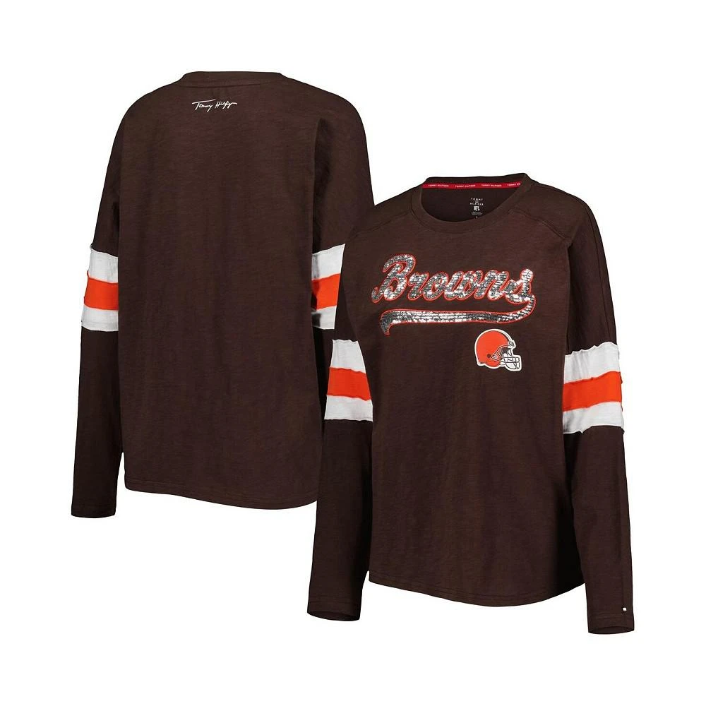 商品Tommy Hilfiger|Women's Brown Cleveland Browns Justine Long Sleeve Tunic T-shirt,价格¥413,第1张图片