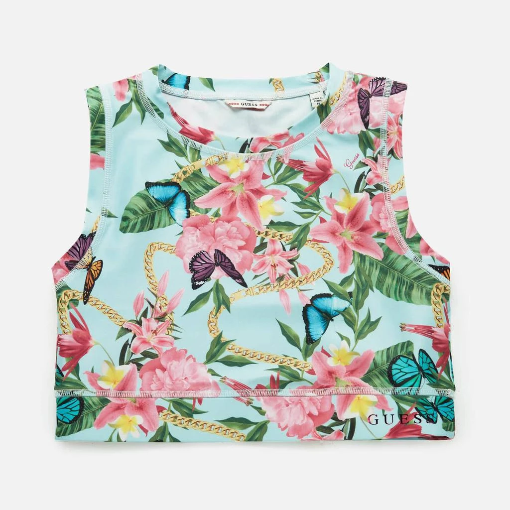 商品GUESS|Guess Girls' Active Sports Bra - Green Floral Butterfly,价格¥49,第1张图片