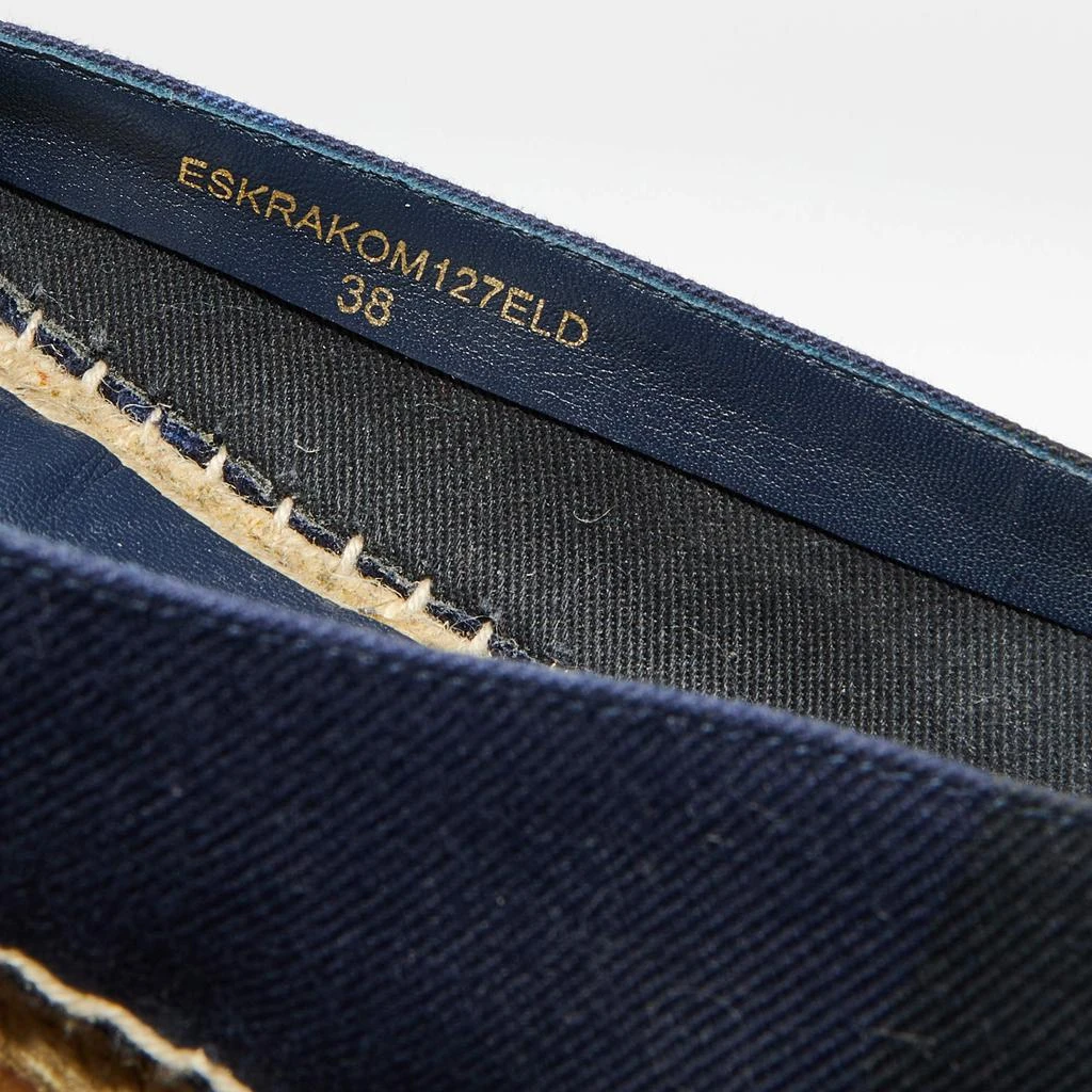 Burberry Navy Blue House Check Canvas Espadrilles Flats Size 38 商品