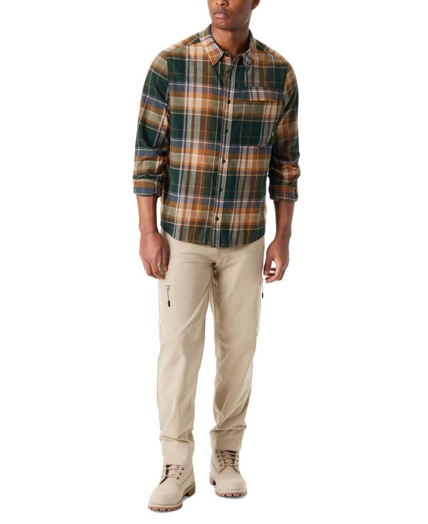 Мужская рубашка Bass Outdoor Shirt, зеленая в клетку, с длинными рукавами, на пуговицах, классический крой, MAC73 image 2