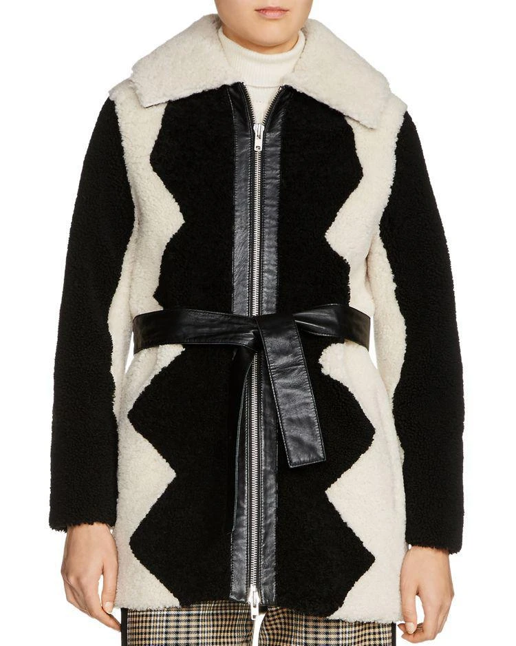 商品Maje|Gillian Two-Tone Shearling Coat,价格¥9475,第1张图片