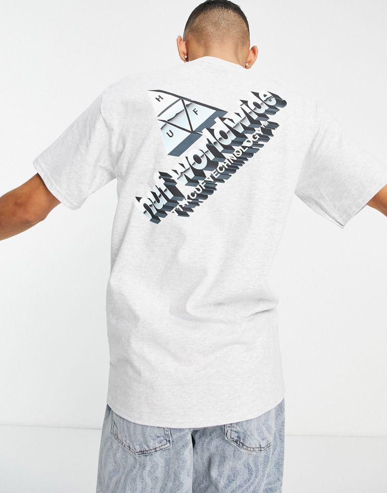 HUF peak tech back print t-shirt in grey商品第1张图片规格展示