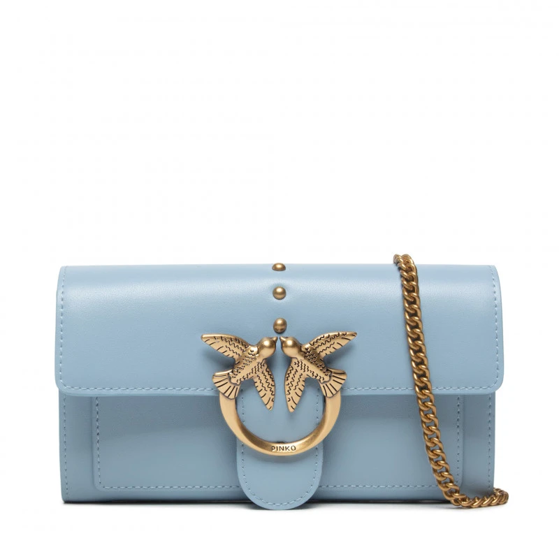 商品PINKO|PINKO 女士浅蓝色皮革单肩包 1P22JM-Y7SPE57Q,价格¥742,第1张图片