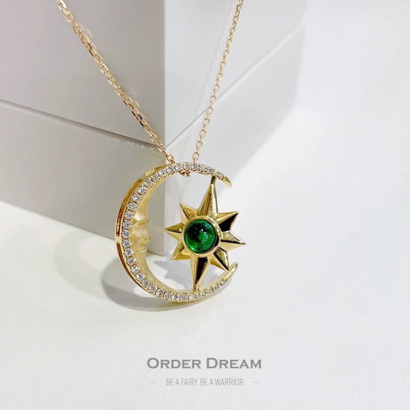 商品[国内直发] Order Dream|18K金钻石祖母绿星月项链,价格¥4438,第1张图片
