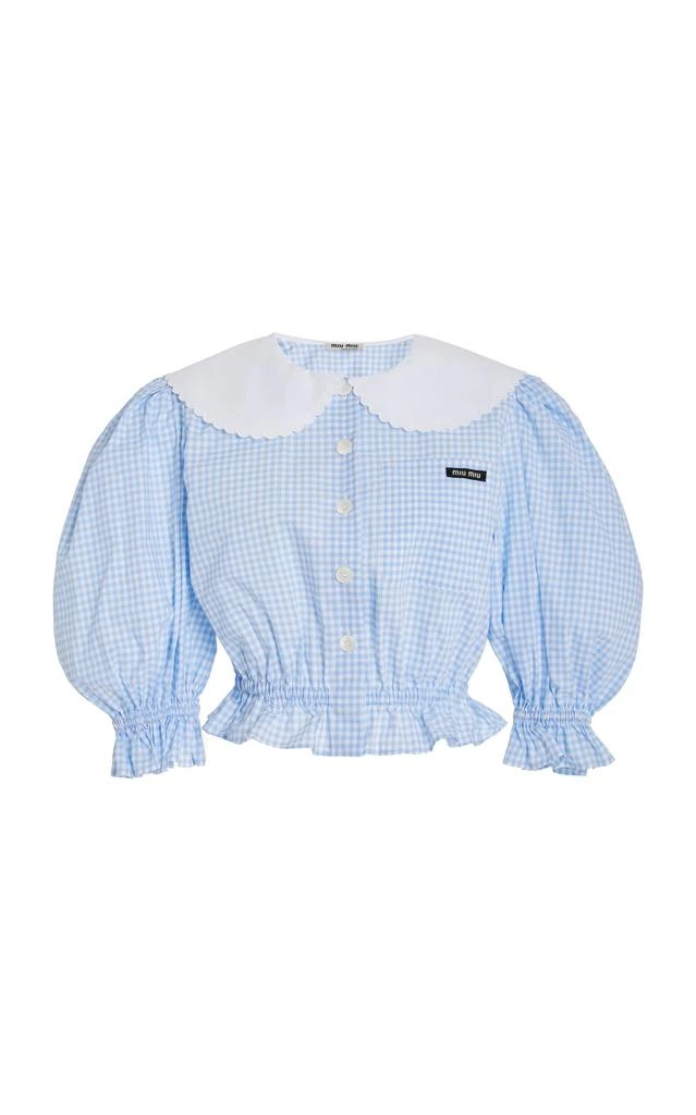 商品Miu Miu|Miu Miu - Collared Gingham Cotton Crop Top - Blue - IT 40 - Moda Operandi,价格¥7853,第1张图片