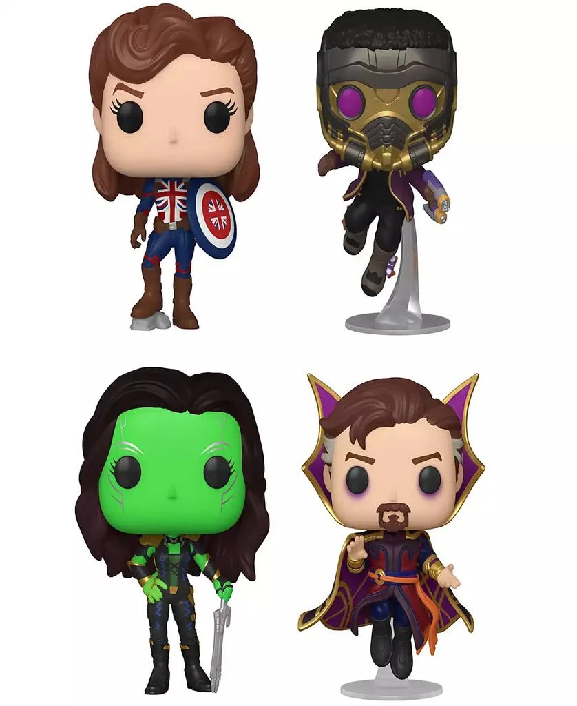 商品Funko|Marvel POP What if Collectors Captain Carter T'Challa Star Lord Gamora and Doctor Strange Supreme 4 Piece Set,价格¥270,第1张图片