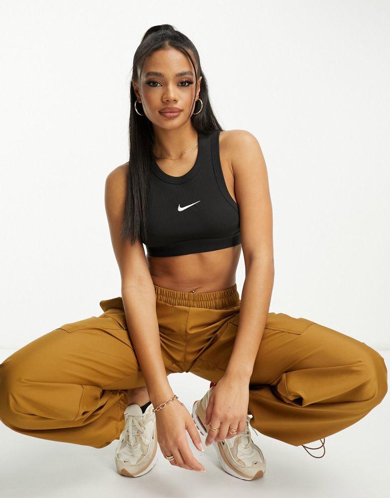 Nike trend ribbed crop tank vest top in black商品第3张图片规格展示