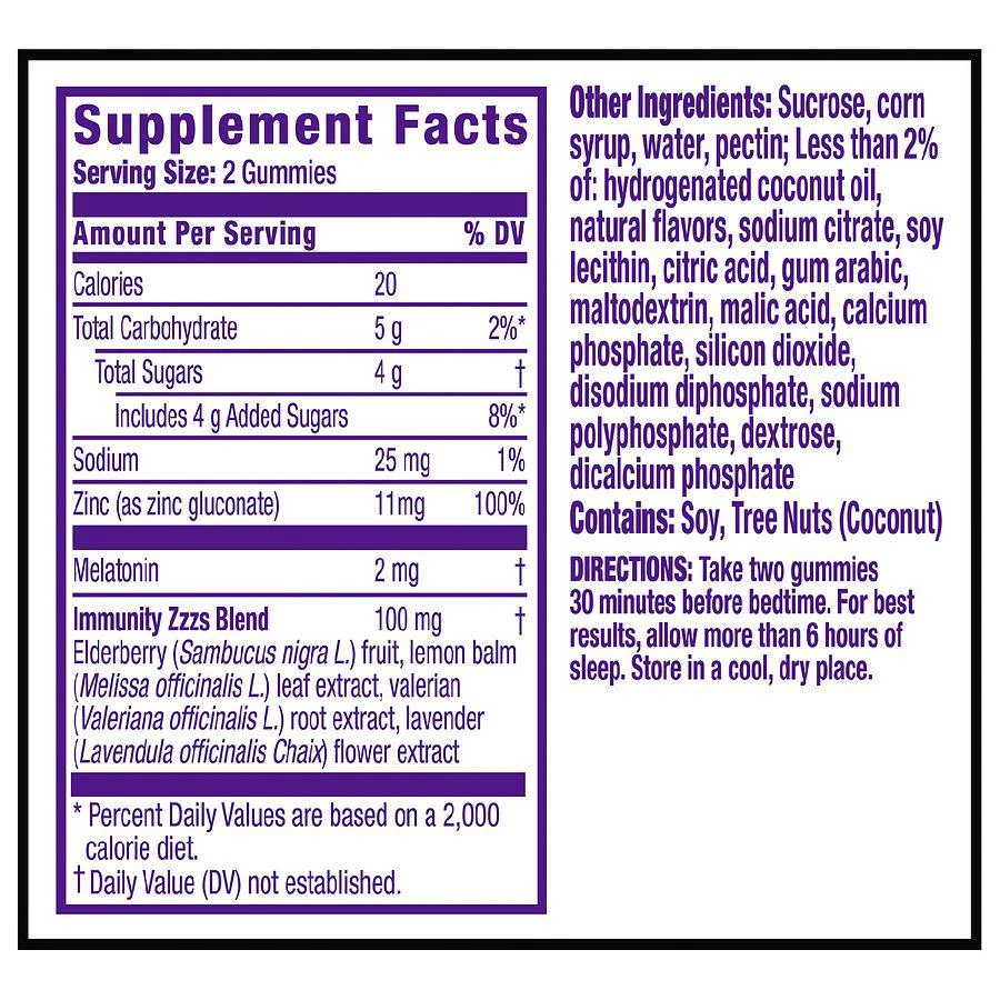 商品Vicks|Zzzs Immune Support Gummies Elderberry,价格¥164,第2张图片详细描述