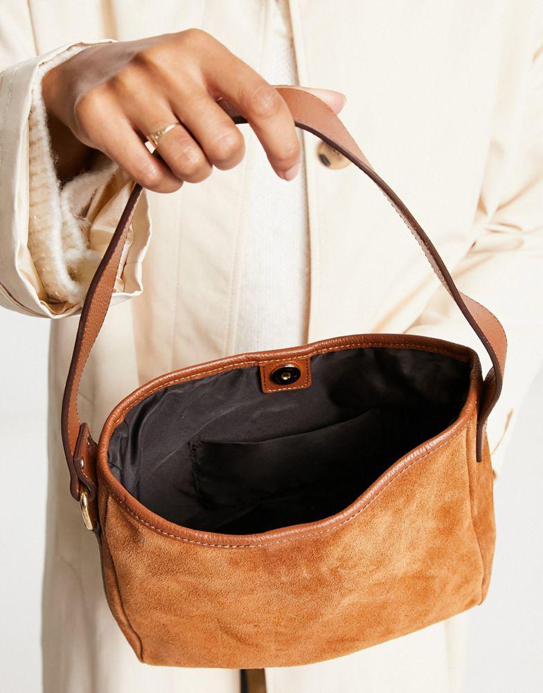 ASOS DESIGN suede shoulder bag in brown商品第3张图片规格展示