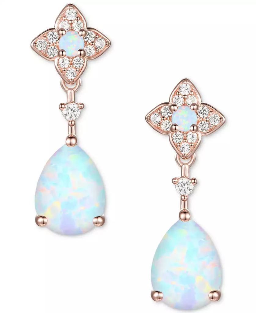 商品Macy's|Lab-Grown Opal (1/2 ct. t.w.) & Lab-Grown White Sapphire (1/10 ct. t.w.) in 14k Rose Gold-Plated Sterling Silver (Also in Lab-Grown Ruby & Lab-Grown Sapphire),价格¥281,第3张图片详细描述