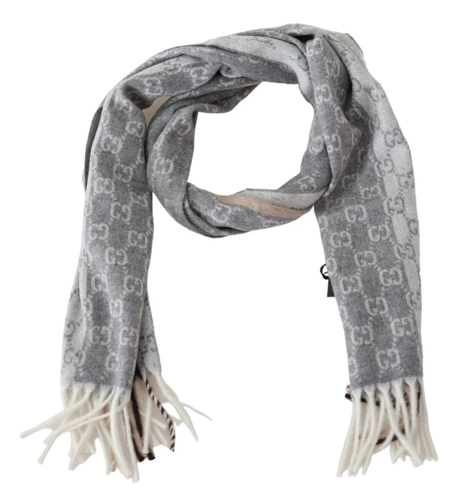 商品Gucci|Gucci Lead Grey Cashmere & Wool Paneled GG Logo Scarf,价格¥4002,第1张图片