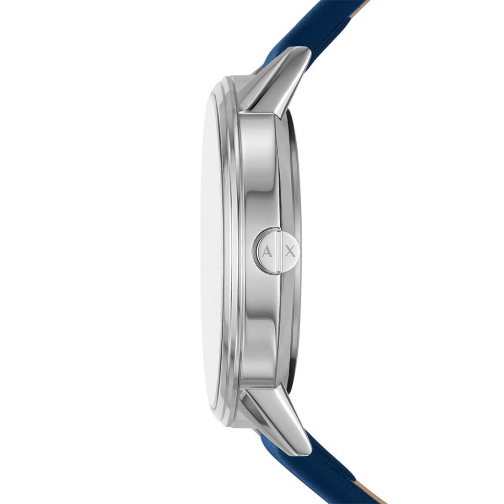 Men's Multifunction Blue Leather Strap Watch商品第2张图片规格展示