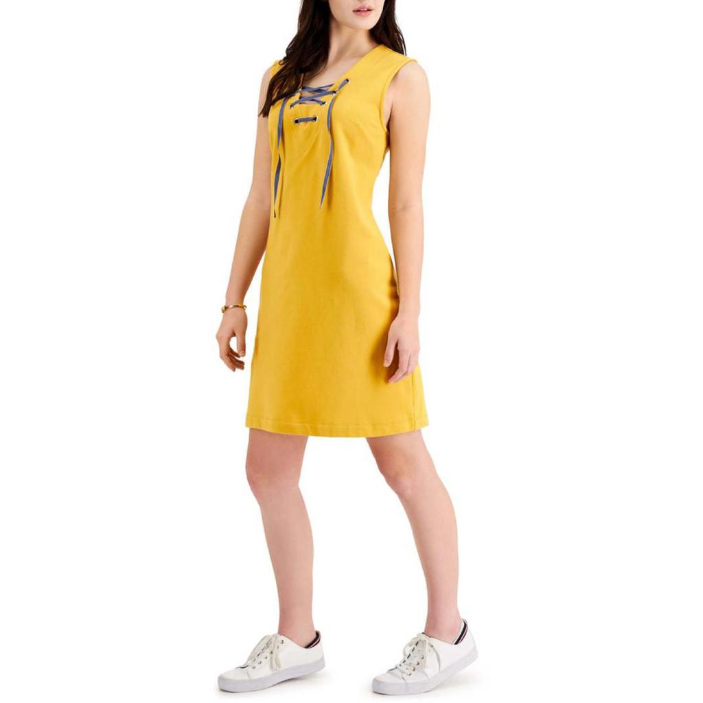 Tommy Hilfiger Womens Lace Up Grommet Shift Dress商品第1张图片规格展示