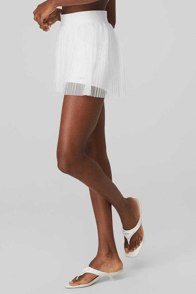 商品Alo|Mesh Flirty Tennis Skirt - White,价格¥328,第4张图片详细描述