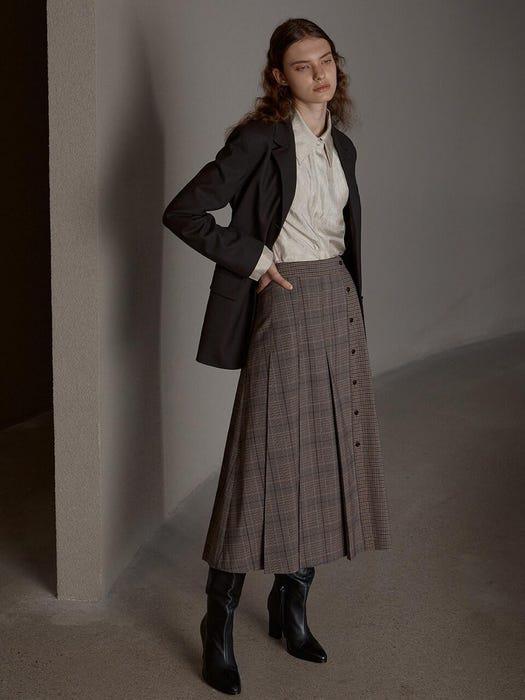 商品FRONTROW|Pleated Check Midi Skirt,价格¥702,第5张图片详细描述