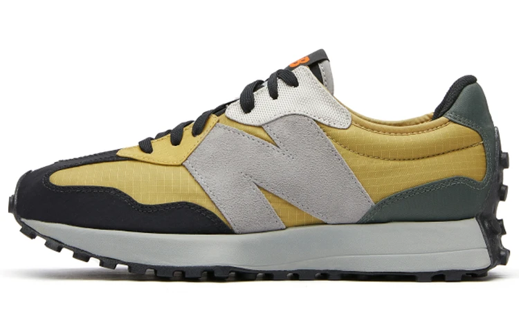 商品[国内直发] New Balance|[预售3天]NB 327 复古 舒适 反毛皮织物合成革减震防滑耐磨 低帮跑步鞋 男女同款 灰橙拼接鸳鸯,价格¥1255,第2张图片详细描述