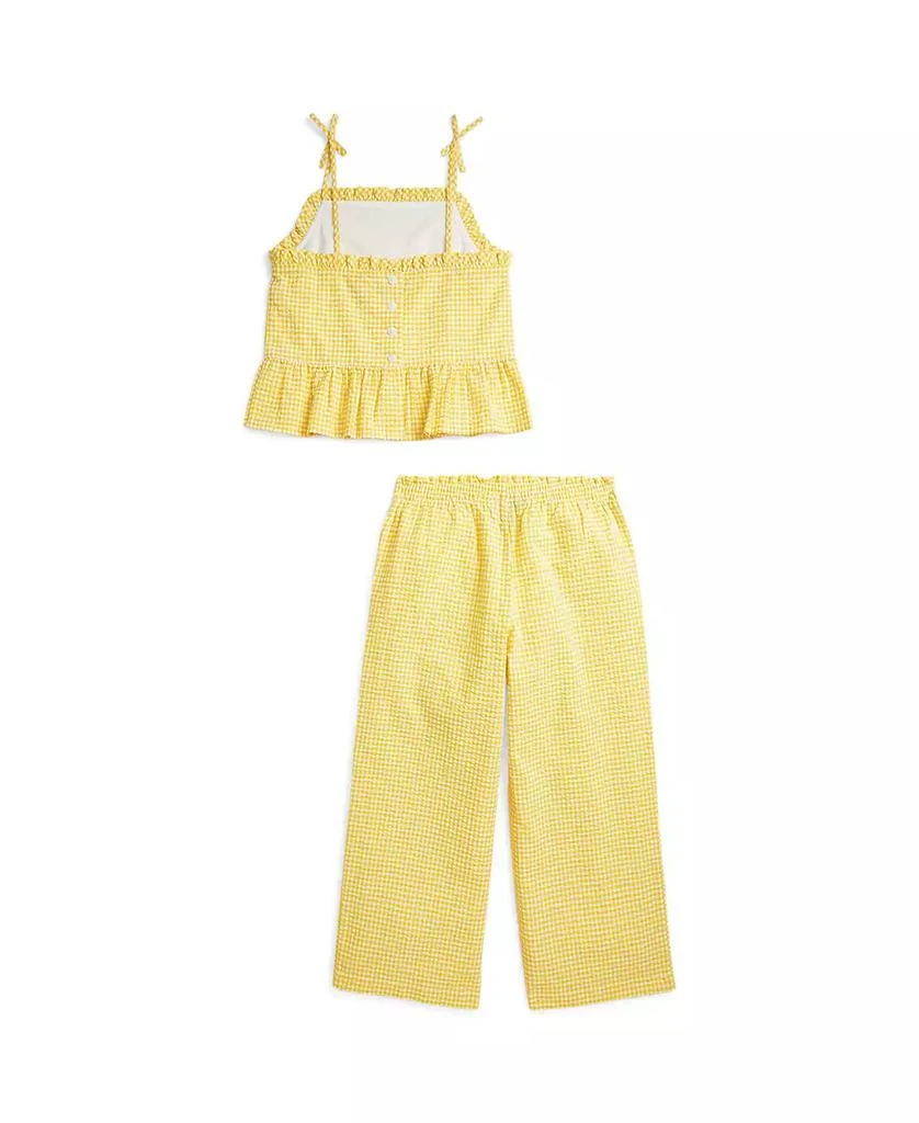 商品Ralph Lauren|Big Girls 2-Piece Gingham Seersucker Top and Pant Set,价格¥370,第2张图片详细描述