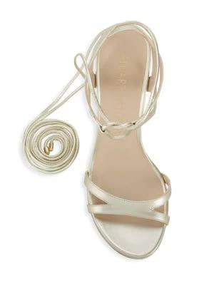 商品Stuart Weitzman|Soiree Metallic Leather Lace-Up Sandals,价格¥1266,第5张图片详细描述