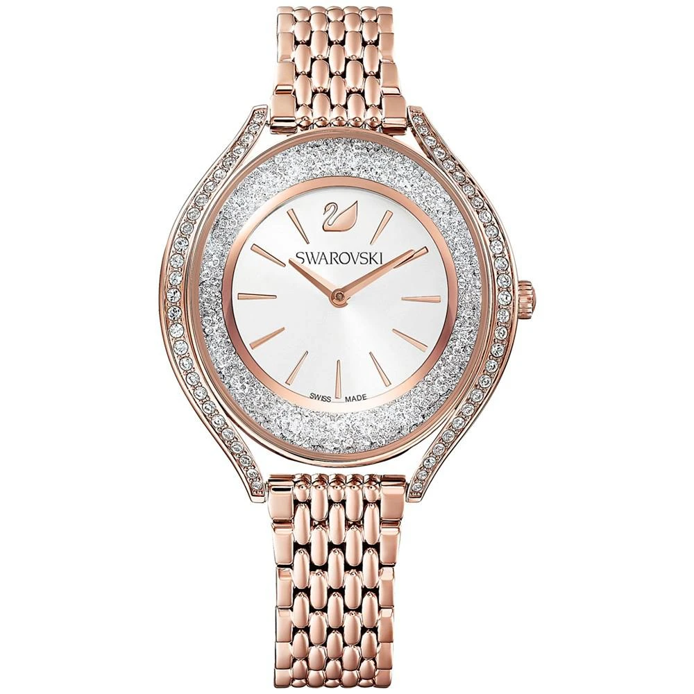 商品Swarovski|Women's Swiss Crystalline Aura Rose Gold-Tone Stainless Steel PVD Bracelet Watch 35mm,价格¥3615,第1张图片