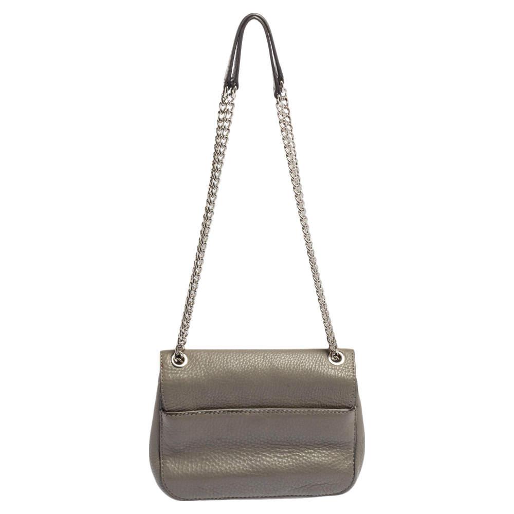 Michael Kors Grey Leather Sloan Flap Shoulder Bag商品第4张图片规格展示