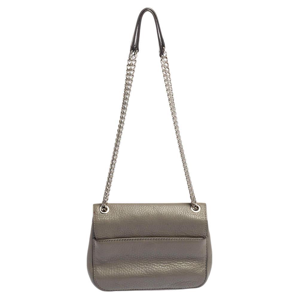 商品[二手商品] Michael Kors|Michael Kors Grey Leather Sloan Flap Shoulder Bag,价格¥773,第6张图片详细描述