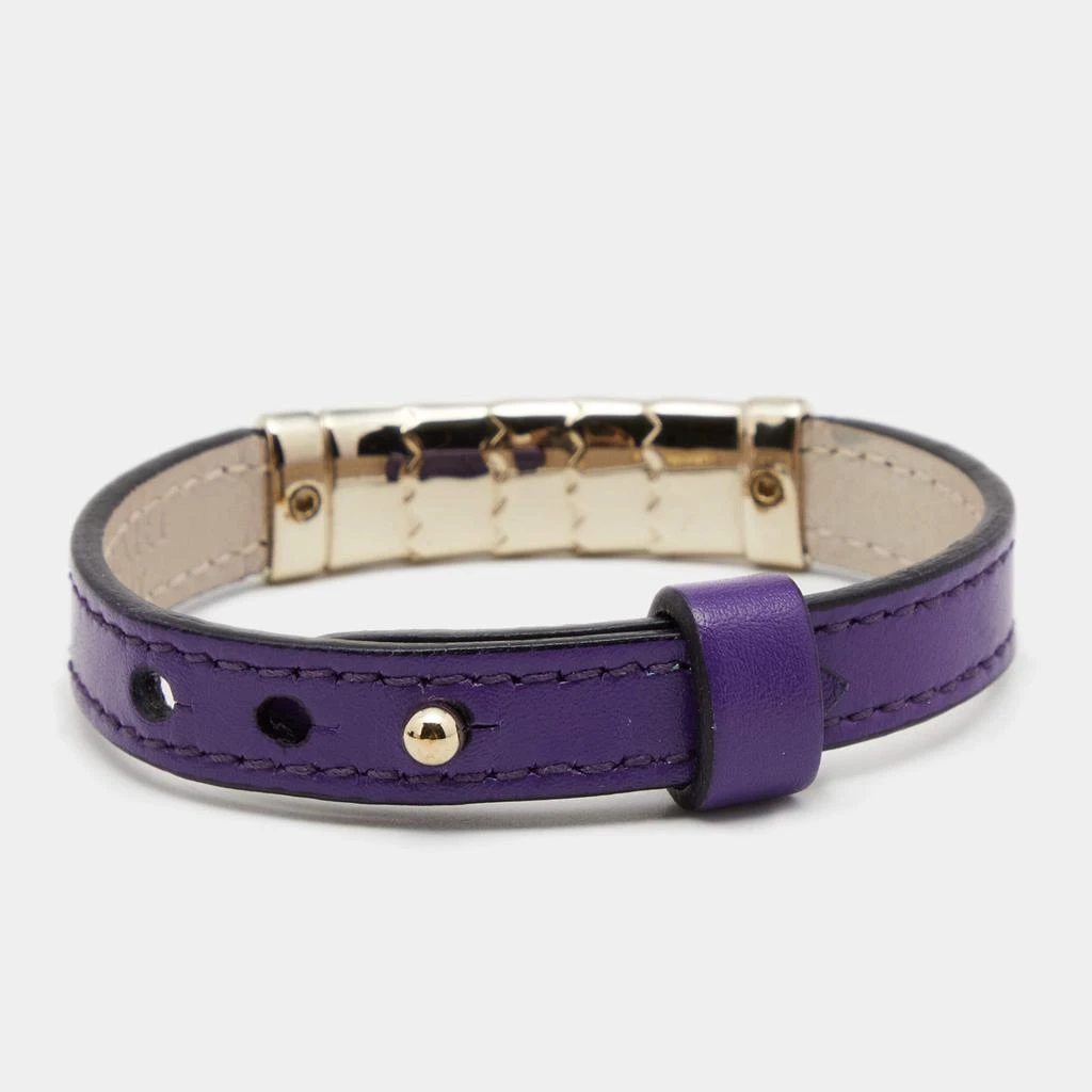 商品[二手商品] BVLGARI|Bvlgari Scaglie Enamel Purple Leather Gold Plated Bracelet,价格¥954,第3张图片详细描述