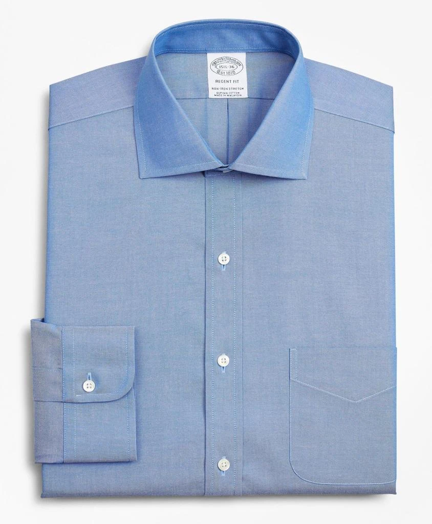 商品Brooks Brothers|Stretch Regent Regular-Fit  Dress Shirt, Non-Iron Pinpoint English Collar,价格¥412,第4张图片详细描述